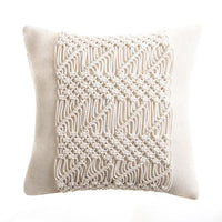 HKM-187731 Hand-Woven Cotton Thread Cushion Cover - 45x45 cm & 40x40 cm Options with Invisible Zipper