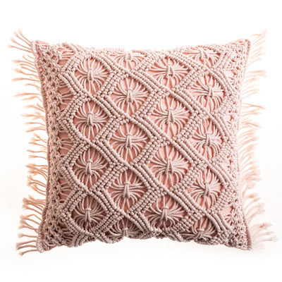 HKM-187731 Hand-Woven Cotton Thread Cushion Cover - 45x45 cm & 40x40 cm Options with Invisible Zipper