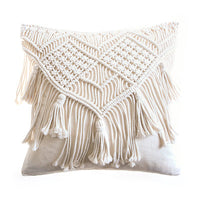 HKM-187731 Hand-Woven Cotton Thread Cushion Cover - 45x45 cm & 40x40 cm Options with Invisible Zipper