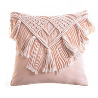 HKM-187731 Hand-Woven Cotton Thread Cushion Cover - 45x45 cm & 40x40 cm Options with Invisible Zipper