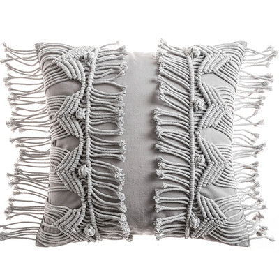HKM-187731 Hand-Woven Cotton Thread Cushion Cover - 45x45 cm & 40x40 cm Options with Invisible Zipper
