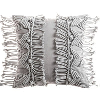 HKM-187731 Hand-Woven Cotton Thread Cushion Cover - 45x45 cm & 40x40 cm Options with Invisible Zipper