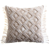 HKM-187731 Hand-Woven Cotton Thread Cushion Cover - 45x45 cm & 40x40 cm Options with Invisible Zipper