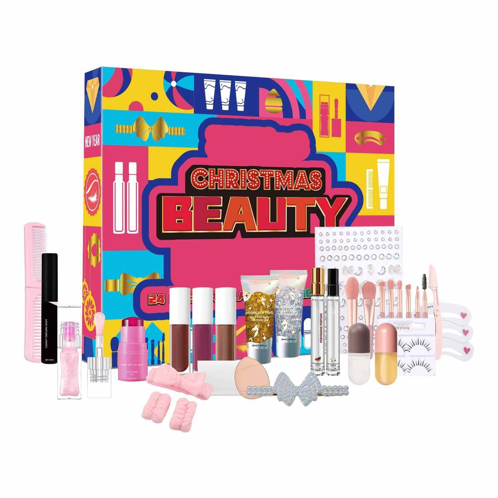 HKM-187795 Christmas Countdown Makeup Blind Box - 24-Grid Sensory Gift Set for Girls Ages 15-35