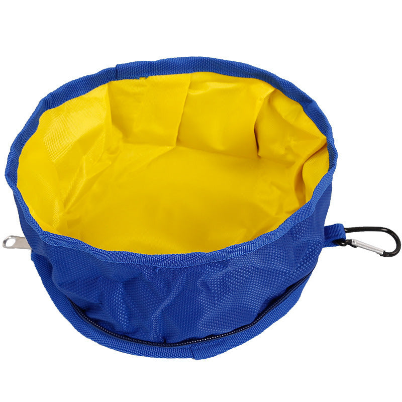 HKM-187859 Portable Folding Dog Bowl - Waterproof Oxford Cloth, Easy to Clean, 1100ml Capacity, 19CM Diameter