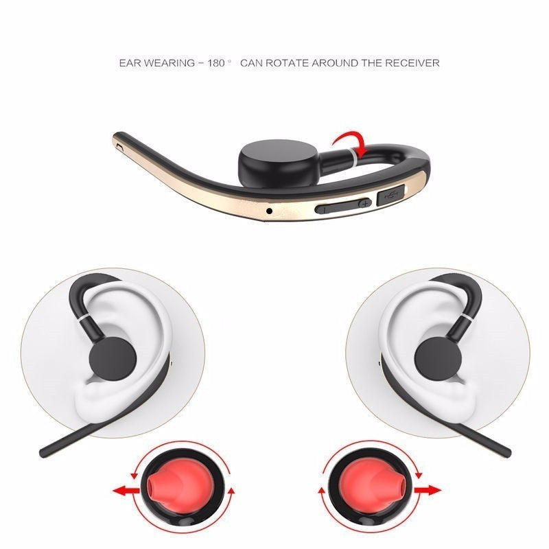 HKM-188563 Wireless Bluetooth Headset with Mic, Voice Control, Noise Cancelling Technology, Adjustable Earhook, Sweatproof for All-Day Comfort