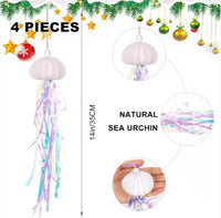 HKM-188627 Coastal Sea Urchin Ornaments – Set of 4 Hanging Decorations for Holiday Trees