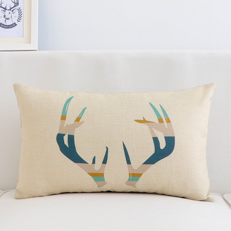 HKM-188627 Long Shape Cotton-Linen Blend Pillow Cover for Office and Car Use - Size 30x50cm