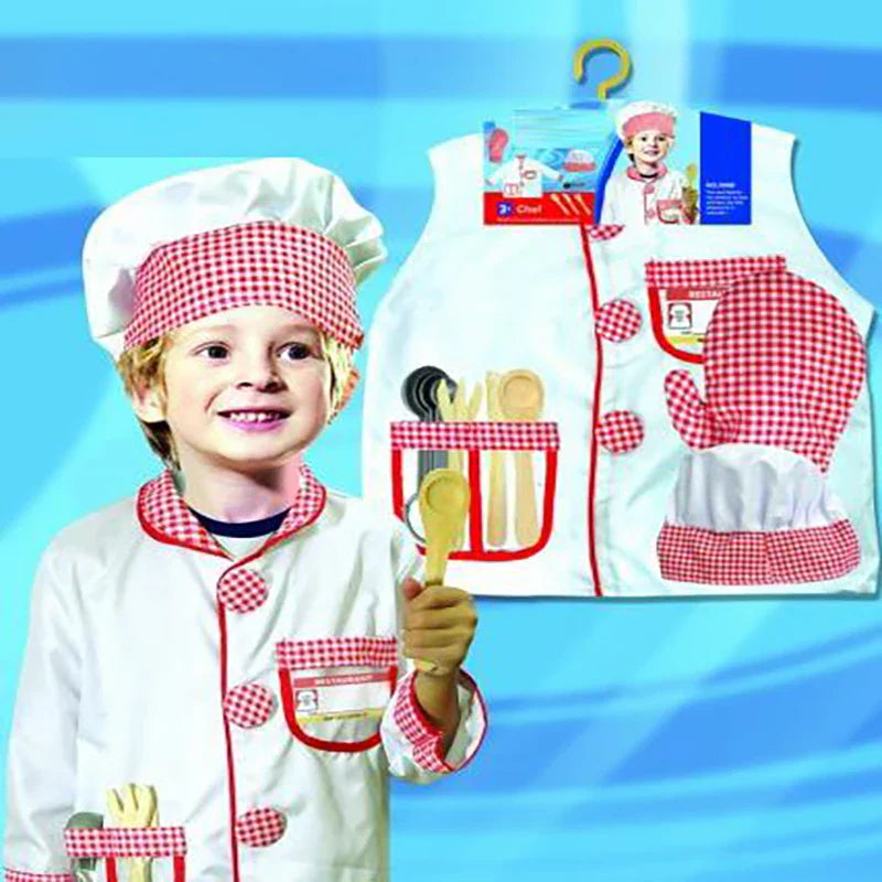 KTX-188755 Kids Role Play Costume Set - Firefighter, Chef, Police, Engineer - Pretend Play Toys for Ages 5 and Up