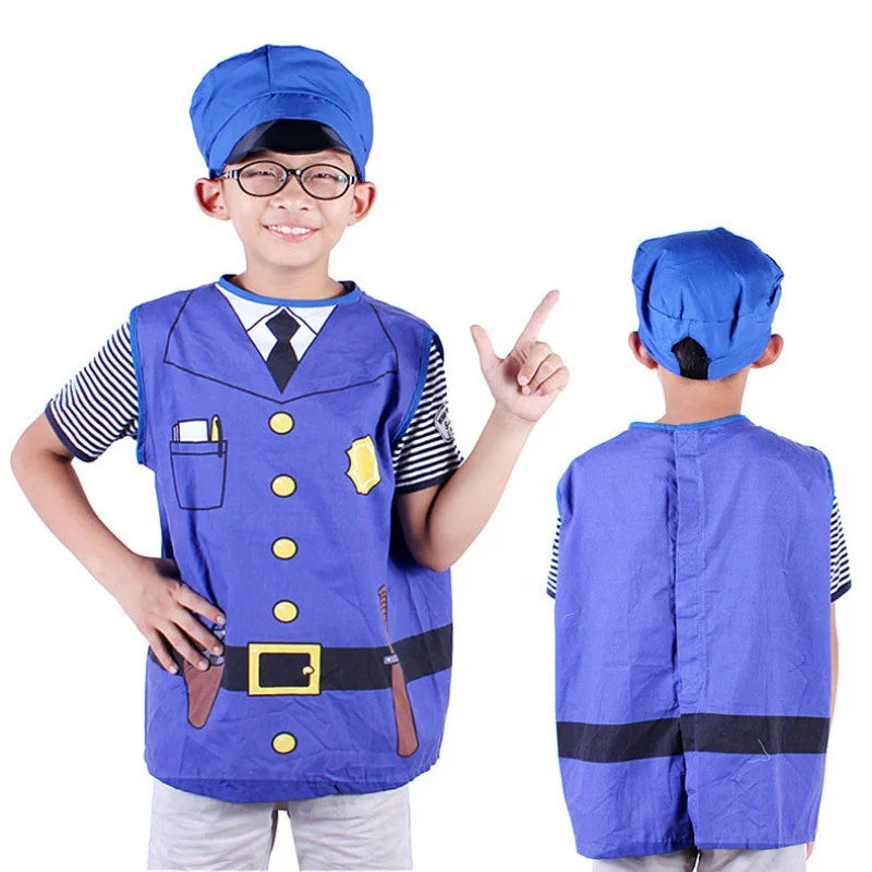 KTX-188755 Kids Role Play Costume Set - Firefighter, Chef, Police, Engineer - Pretend Play Toys for Ages 5 and Up