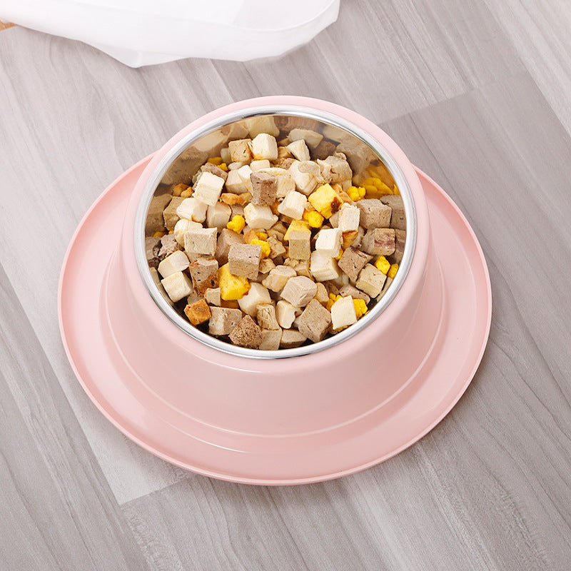 HKM-189011 Non-Slip Stainless Steel Cat Bowl with Tilted Design and Easy-Clean PP Base