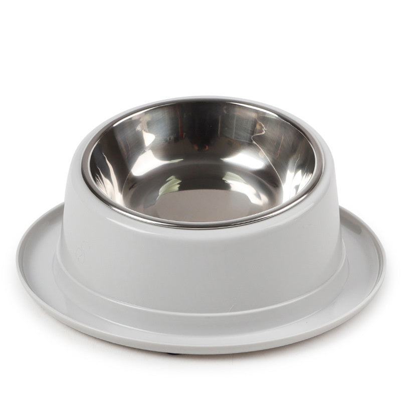 HKM-189011 Non-Slip Stainless Steel Cat Bowl with Tilted Design and Easy-Clean PP Base