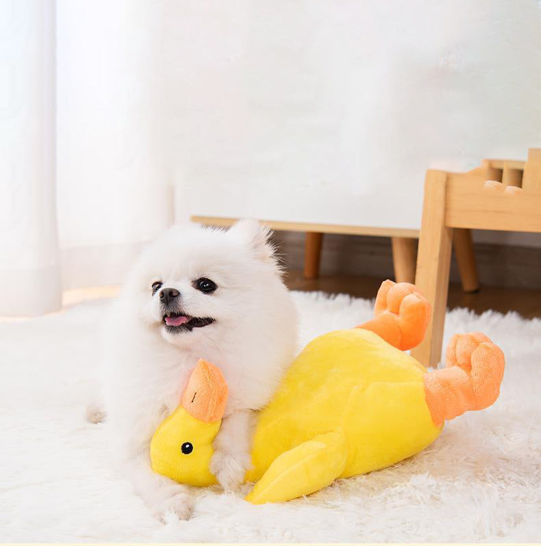HKM-189011 Plush Noisy Duck Dog Toy for Boredom Relief and Dental Care, 32x16cm