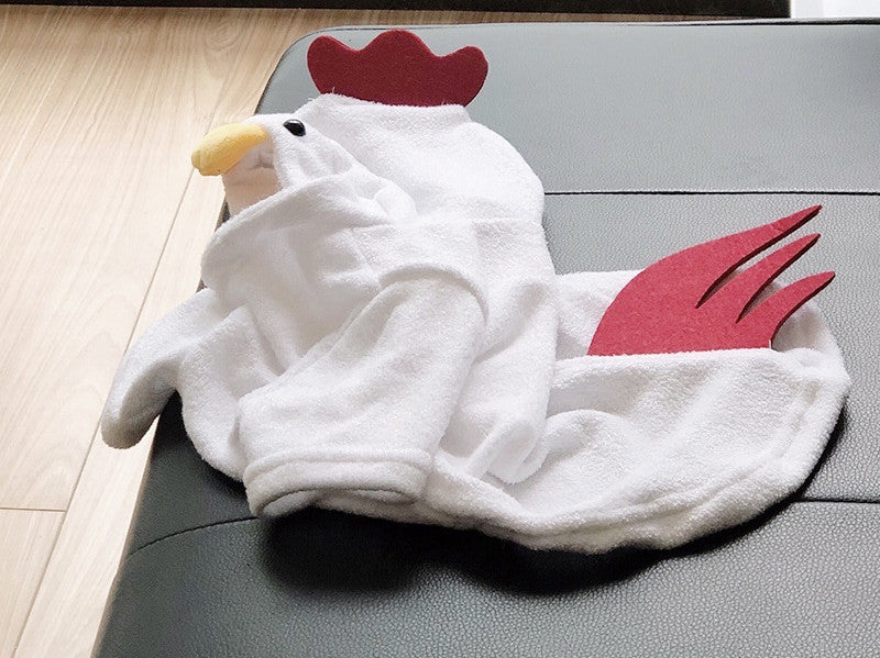 HKM-189075 Cozy Cotton Rooster Style Dog Hoodie Sweater in White