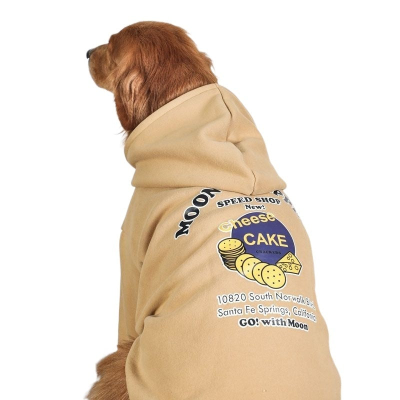 HKM-189267 Large Dog Winter Coat in Cake Flowers Khaki - Coral Fleece Material, Multiple Sizes Available