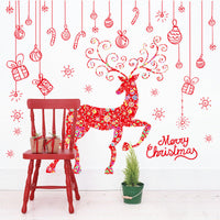 HKM-189267 Santa Claus Christmas Tree Wall Mural Sticker - Waterproof PVC Decor (2 Pieces)
