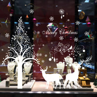 HKM-189267 Santa Claus Christmas Tree Wall Mural Sticker - Waterproof PVC Decor (2 Pieces)