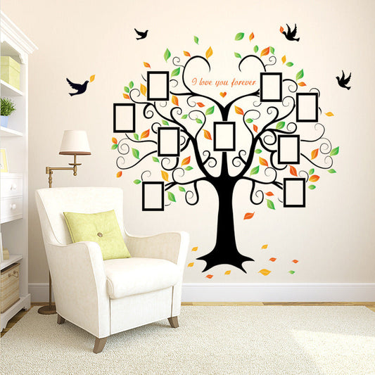 HKM-189267 Santa Claus Christmas Tree Wall Mural Sticker - Waterproof PVC Decor (2 Pieces)