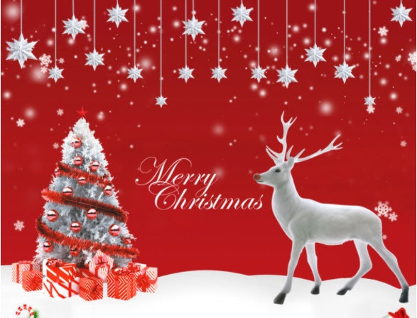 HKM-189267 Santa Claus Christmas Tree Wall Mural Sticker - Waterproof PVC Decor (2 Pieces)