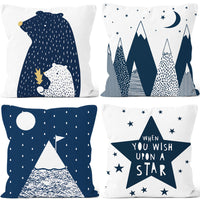 HKM-189331 Modern Super Soft Short Plush Pillow Cover - 45 x 45 cm Star Wishing Bear Design