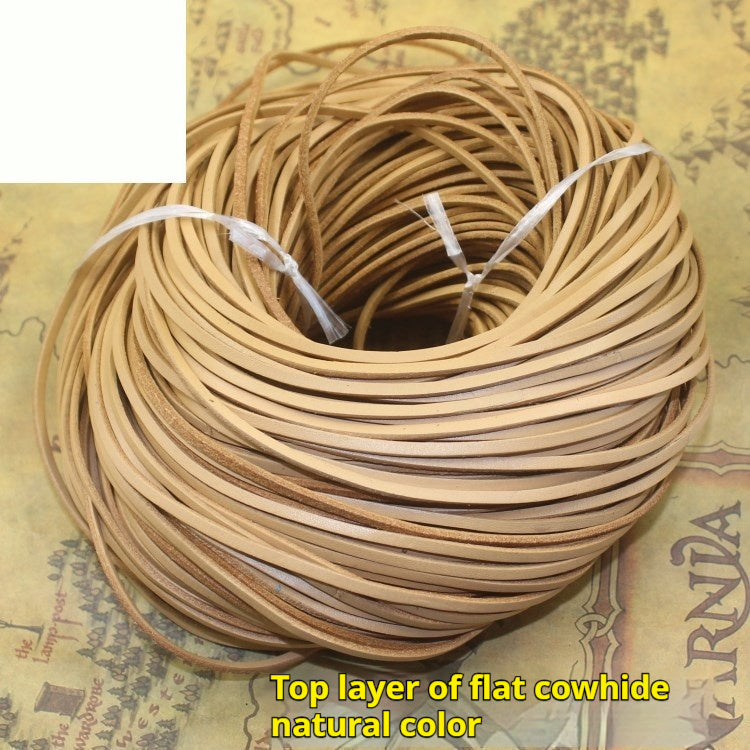 KTX-189331 Solid Color Cowhide Strip Rope - Multiple Widths and Thicknesses Available