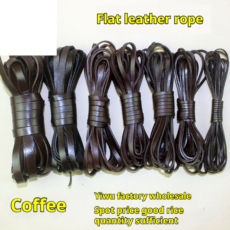 KTX-189331 Solid Color Cowhide Strip Rope - Multiple Widths and Thicknesses Available