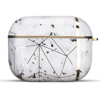 HKM-189395 Marble IMD Protective Sleeve for AirPods 1/2 and AirPods Pro 3rd Gen - Simple Flip Design