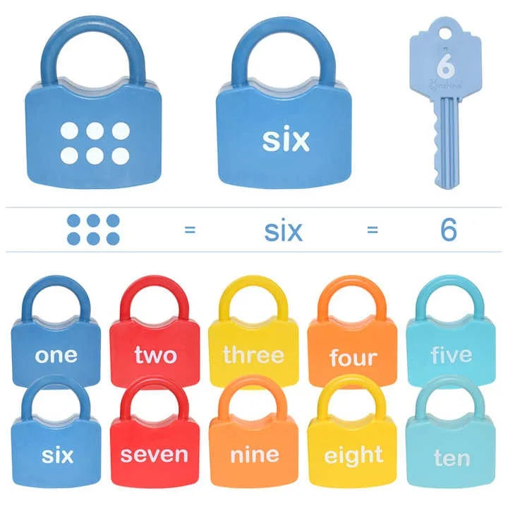 Educational Number and Alphabet Learning Lock and Key Matching Game for Kids