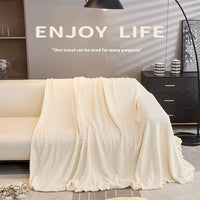 HKM-189651 All-Season Double-Sided Plush Towel Cover for Sofas and Air Conditioners - Herringbone Pattern