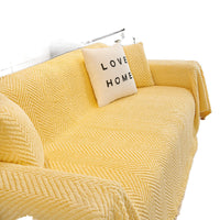 HKM-189651 All-Season Double-Sided Plush Towel Cover for Sofas and Air Conditioners - Herringbone Pattern