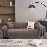 HKM-189651 All-Season Double-Sided Plush Towel Cover for Sofas and Air Conditioners - Herringbone Pattern