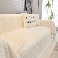 HKM-189651 All-Season Double-Sided Plush Towel Cover for Sofas and Air Conditioners - Herringbone Pattern
