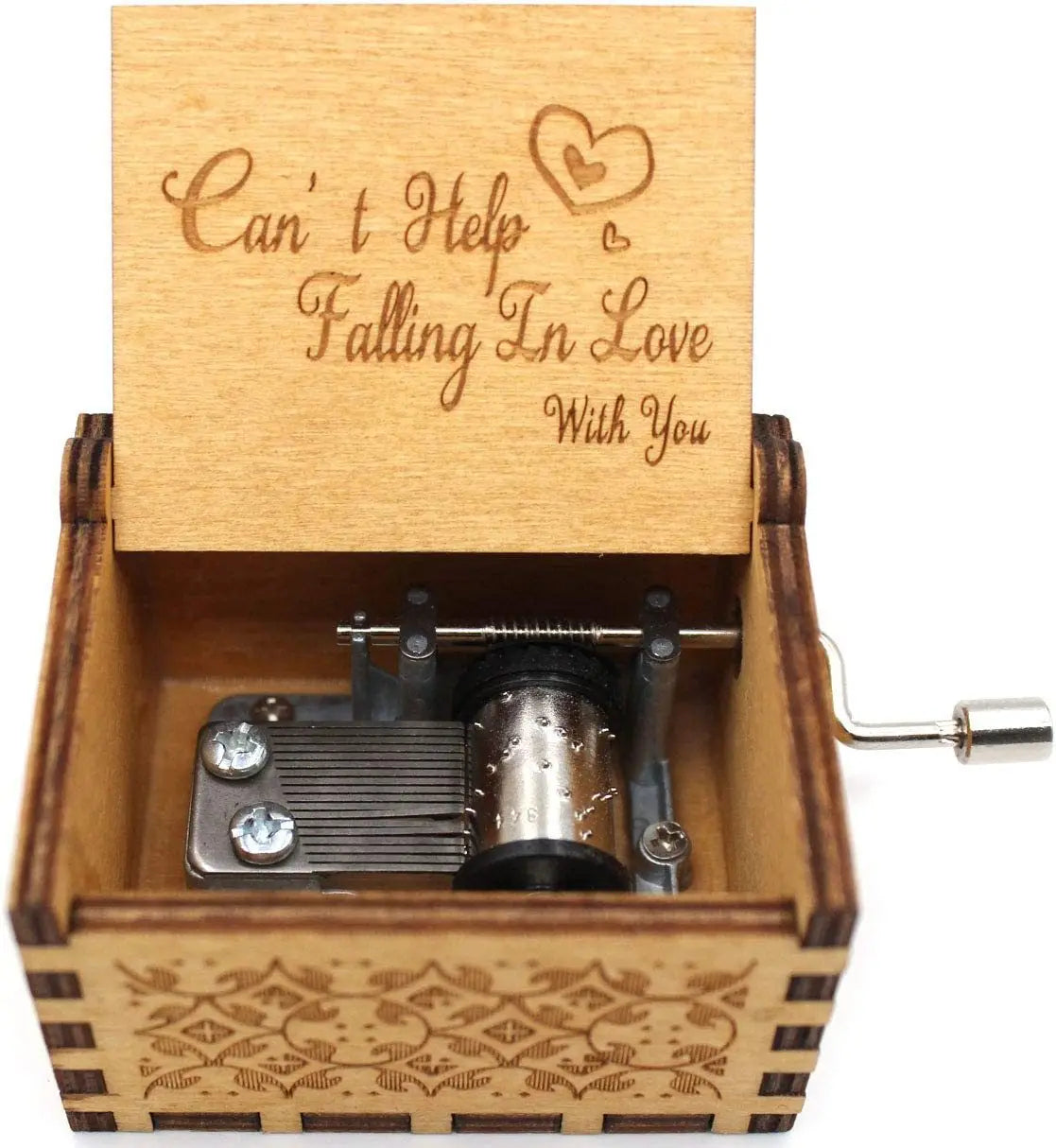 HKM-189651 Falling in Love Hand Crank Wooden Music Box for Romantic Gifts