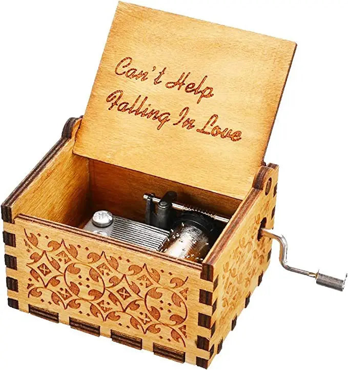 HKM-189651 Falling in Love Hand Crank Wooden Music Box for Romantic Gifts