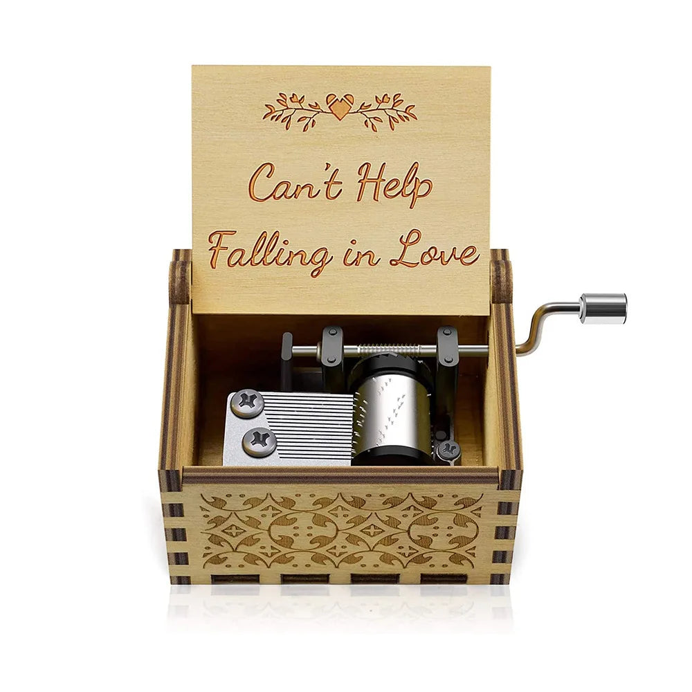 HKM-189651 Falling in Love Hand Crank Wooden Music Box for Romantic Gifts