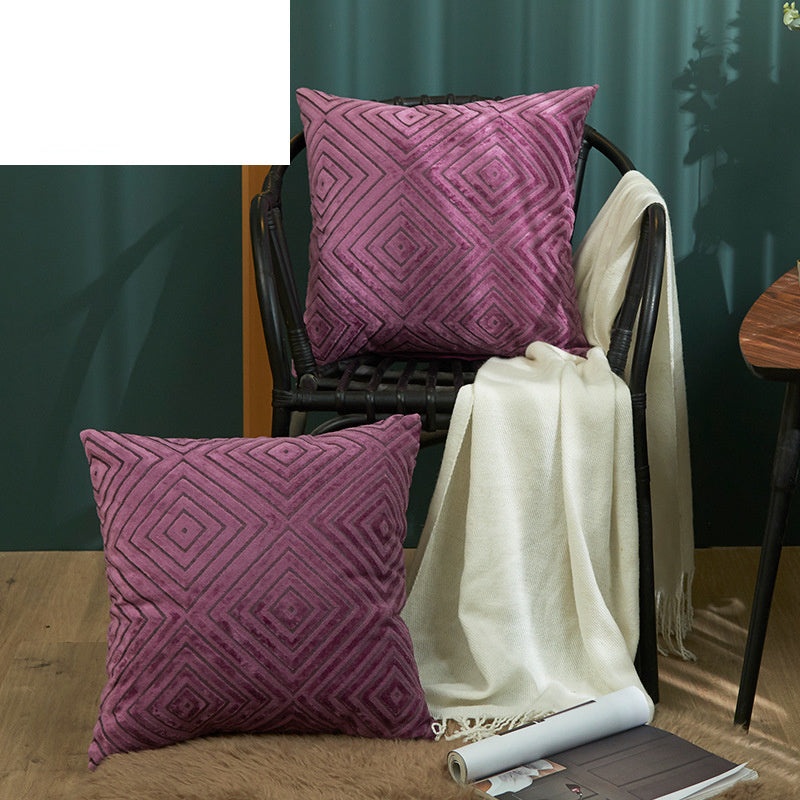 HKM-189715 Solid Color Striped Pillowcase in Spandex Material - 45x45cm for Living Room and Bedroom
