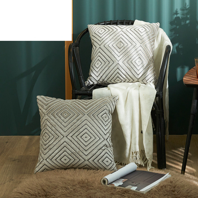 HKM-189715 Solid Color Striped Pillowcase in Spandex Material - 45x45cm for Living Room and Bedroom