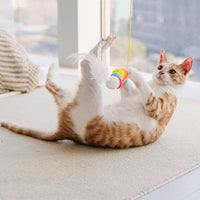 HKM-189843 Interactive Telescopic Cat Toy with Feather and Elastic Rope for Engaging Playtime