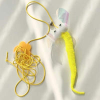 HKM-189843 Interactive Telescopic Cat Toy with Feather and Elastic Rope for Engaging Playtime