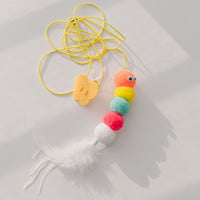 HKM-189843 Interactive Telescopic Cat Toy with Feather and Elastic Rope for Engaging Playtime