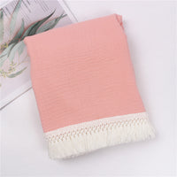 HKM-189971 Children's Pure Cotton Printed Tassel Blanket - Soft, Skin-Friendly Baby Gauze for All Seasons (100x120cm)