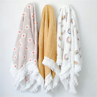 HKM-189971 Children's Pure Cotton Printed Tassel Blanket - Soft, Skin-Friendly Baby Gauze for All Seasons (100x120cm)
