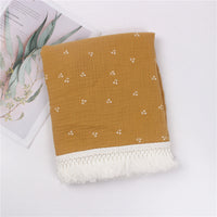 HKM-189971 Children's Pure Cotton Printed Tassel Blanket - Soft, Skin-Friendly Baby Gauze for All Seasons (100x120cm)