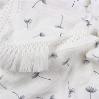 HKM-189971 Children's Pure Cotton Printed Tassel Blanket - Soft, Skin-Friendly Baby Gauze for All Seasons (100x120cm)