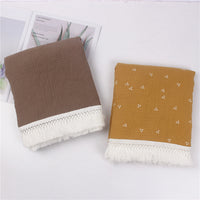 HKM-189971 Children's Pure Cotton Printed Tassel Blanket - Soft, Skin-Friendly Baby Gauze for All Seasons (100x120cm)