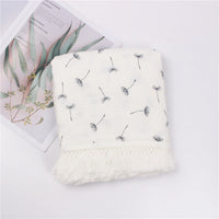 HKM-189971 Children's Pure Cotton Printed Tassel Blanket - Soft, Skin-Friendly Baby Gauze for All Seasons (100x120cm)