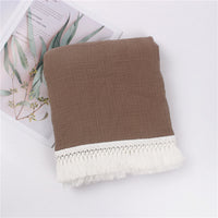 HKM-189971 Children's Pure Cotton Printed Tassel Blanket - Soft, Skin-Friendly Baby Gauze for All Seasons (100x120cm)