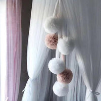 HKM-190355 Yarn Ball Pendant Decorations in Pink White Yellow and Pink White Purple - 11CM Diameter, 1M Length