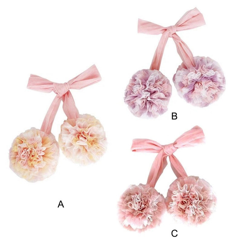 HKM-190355 Yarn Ball Pendant Decorations in Pink White Yellow and Pink White Purple - 11CM Diameter, 1M Length