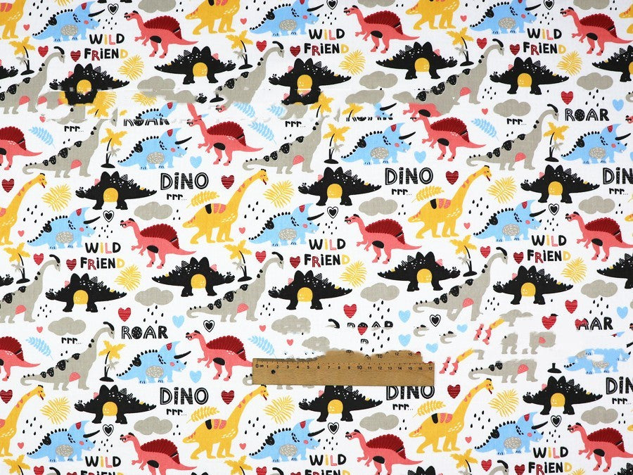 HKM-190483 Dinosaur Print Cotton Twill Pillow Cover for Kids' Bedding and Curtains